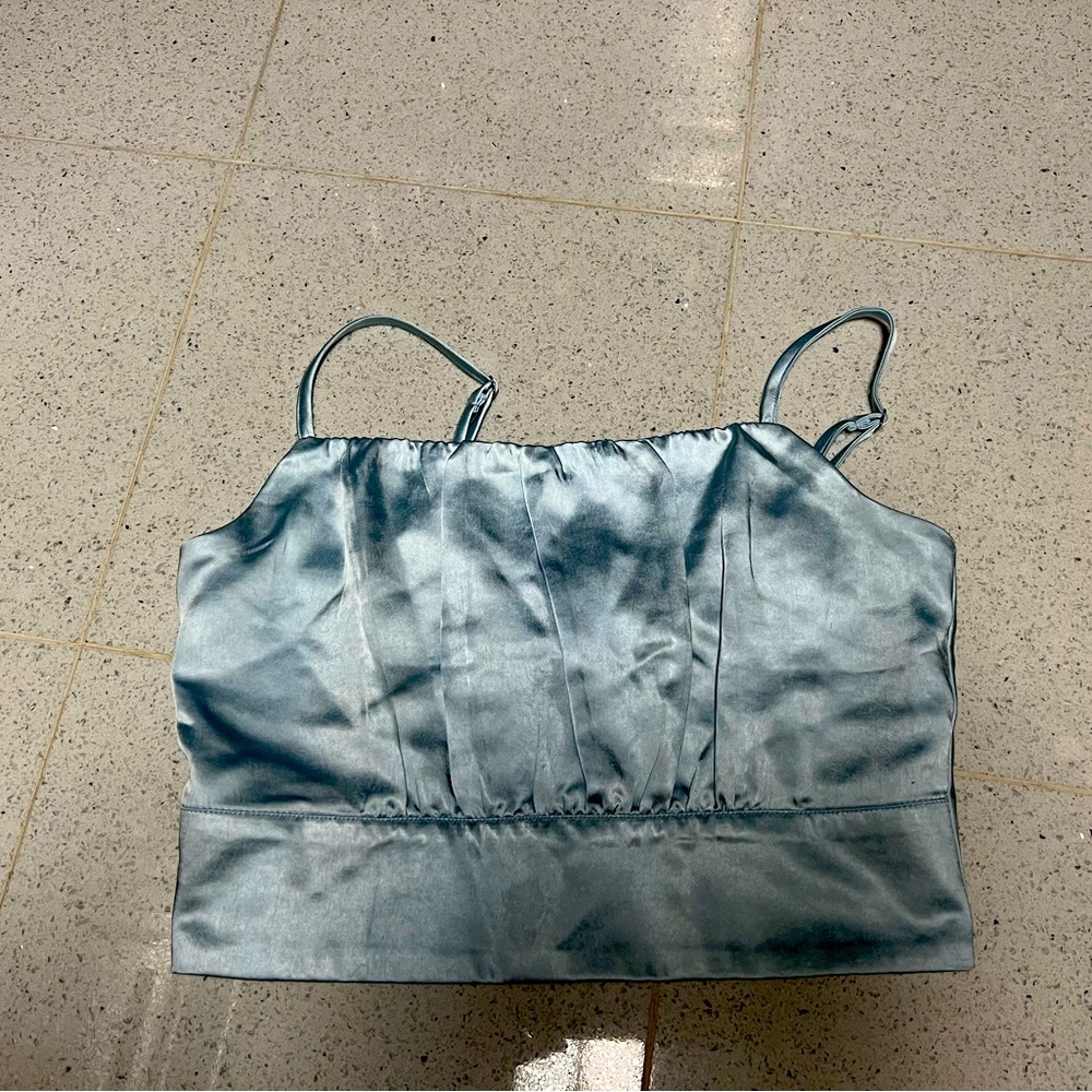 Satin blue crop top
